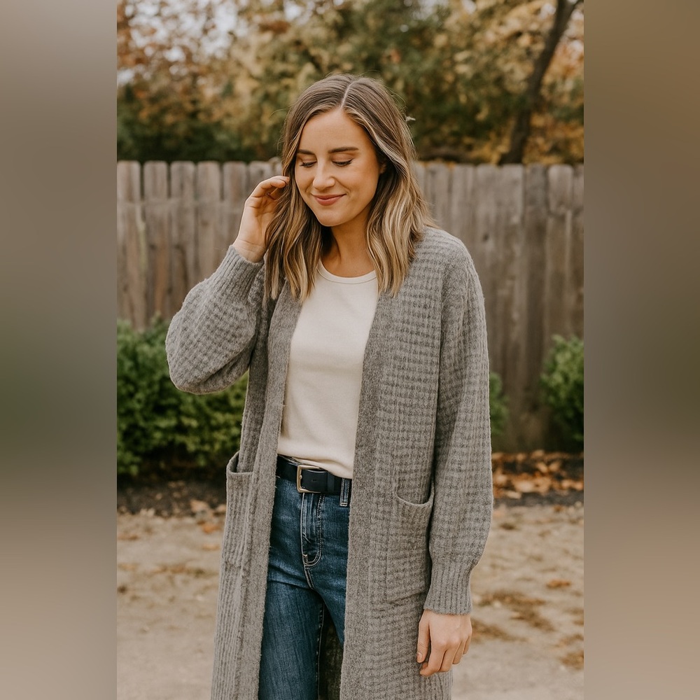 Abercrombie & Fitch Gray Long Oversized Cardigan: size: XS